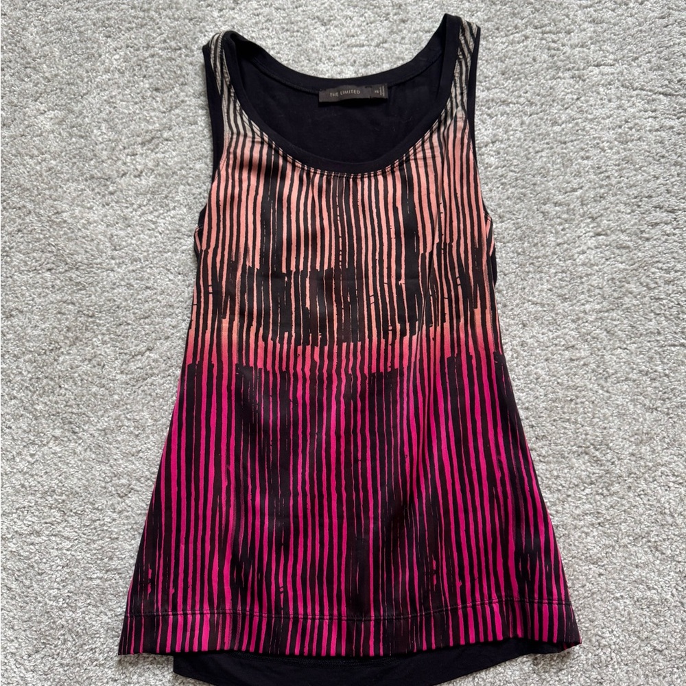 Striped Pink and Black Sleeveless Top